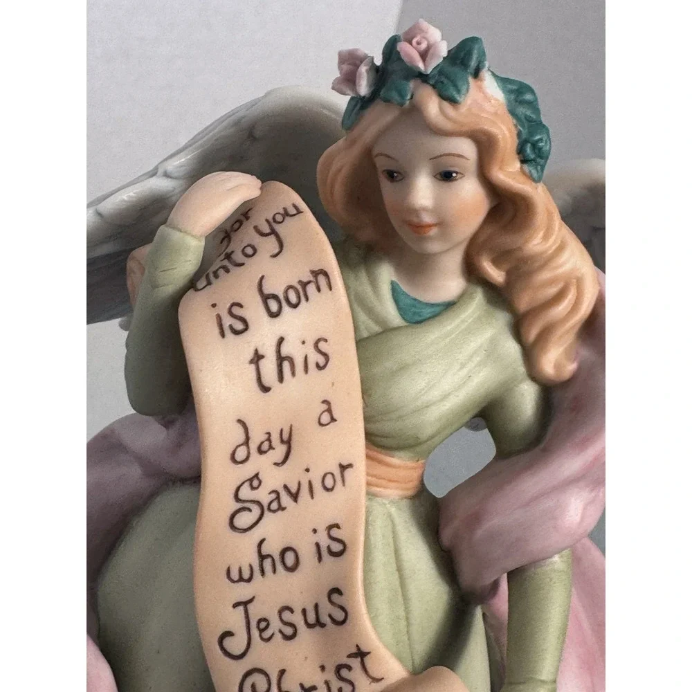 Vintage Joy‎ To The World Musical Angel Figurine 1992 Porcelain Hamilton Gifts